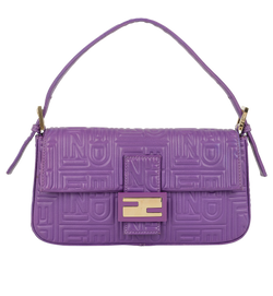 Medium Logo Embossed Baguette, Lther, Purple, 2415-8BR600-YME-089, DB, 2*